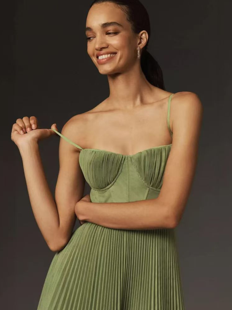 Women's Sculpted Pleated Maxi Dress
