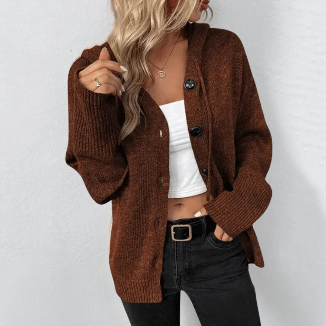 Julie | Ladies knitted warm cardigan | Down button 2