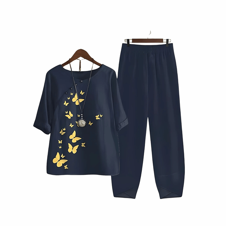 Women’s Printed Blouse and Pants Set | Casual Stylish