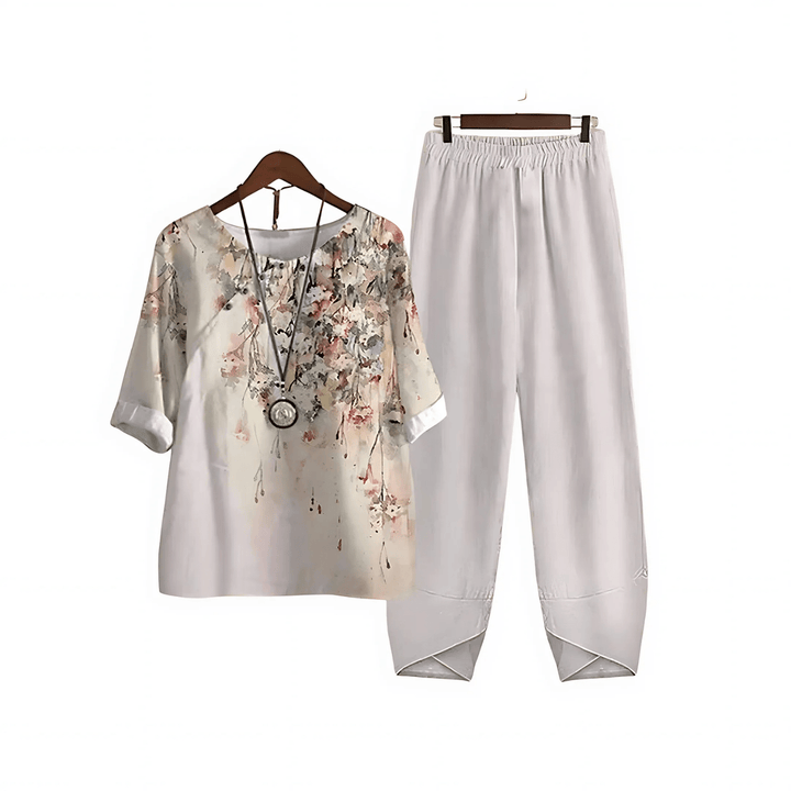 Women’s Printed Blouse and Pants Set | Casual Stylish