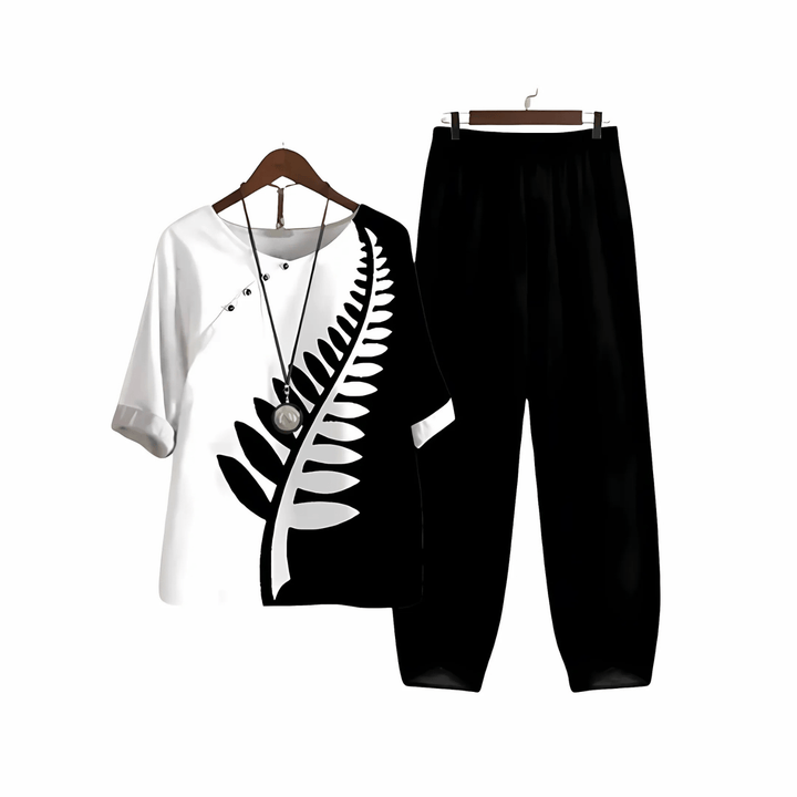 Women’s Printed Blouse and Pants Set | Casual Stylish
