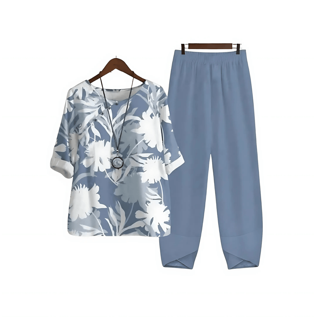 Women’s Printed Blouse and Pants Set | Casual Stylish