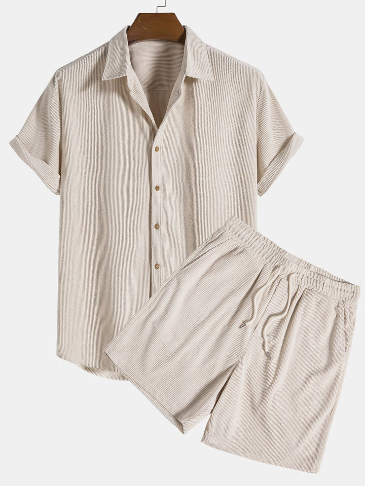 Men’s Summer Shirt and Shorts Set | Button-Up Casual