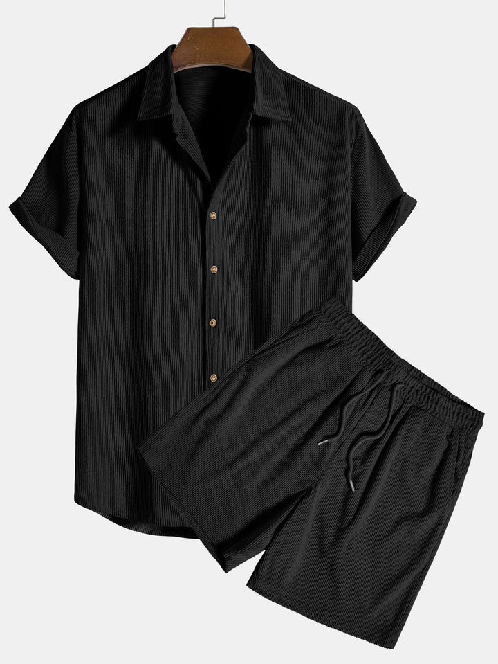 Men’s Summer Shirt and Shorts Set | Button-Up Casual