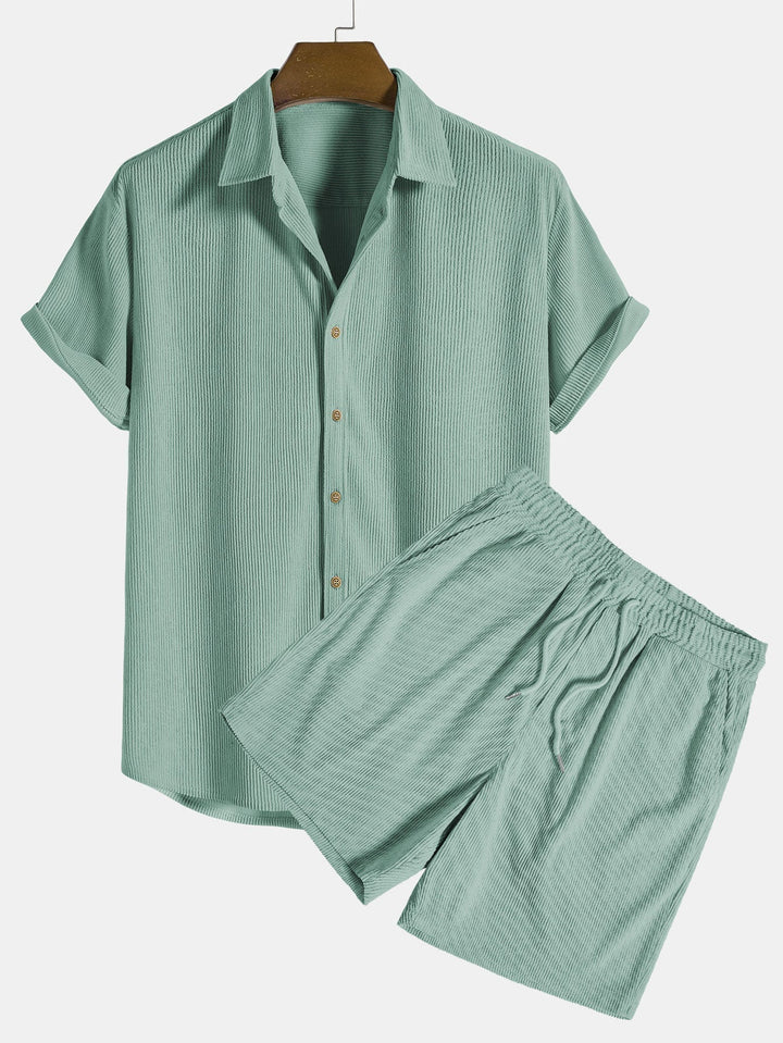 Men’s Summer Shirt and Shorts Set | Button-Up Casual