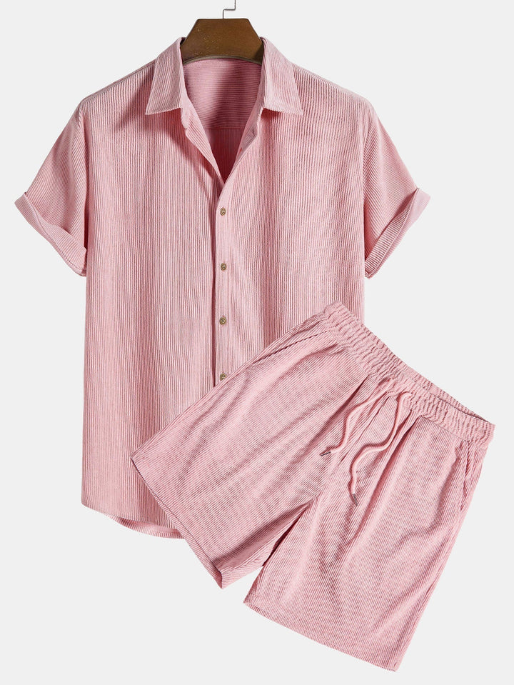 Men’s Summer Shirt and Shorts Set | Button-Up Casual