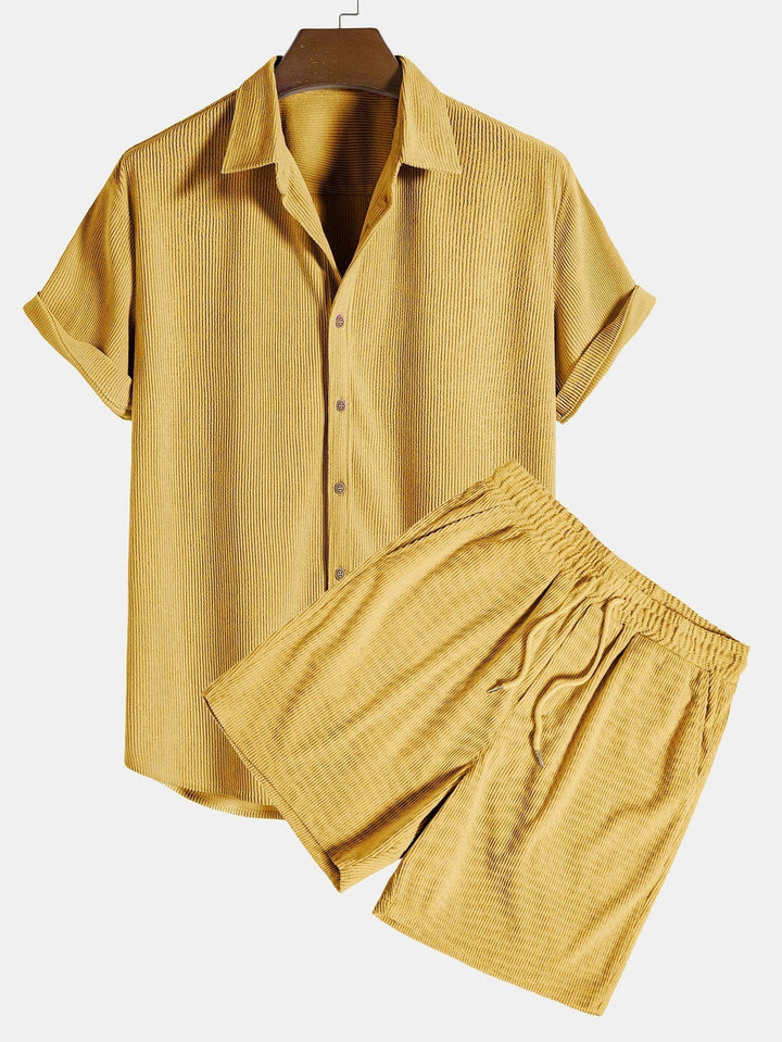Men’s Summer Shirt and Shorts Set | Button-Up Casual