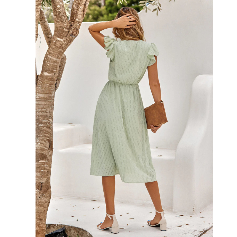 Women’s Short Sleeve Summer Dress with Ruffles | Midi