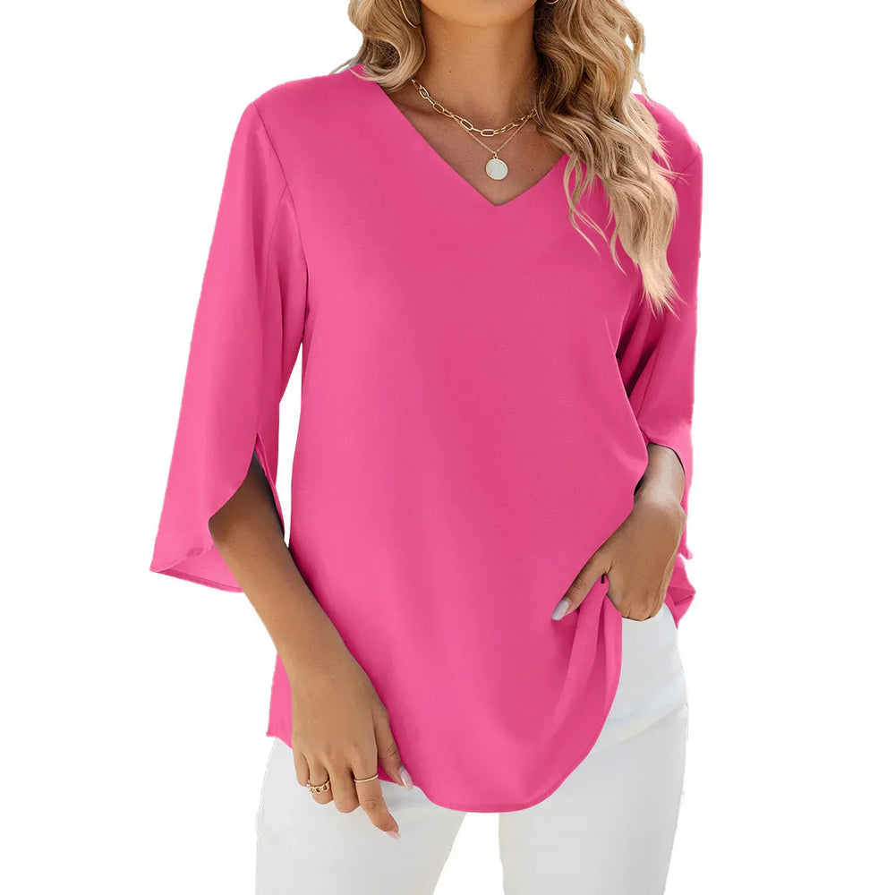 Ladies 3/4 sleeves V neckline summer blouse | Comfortable 1