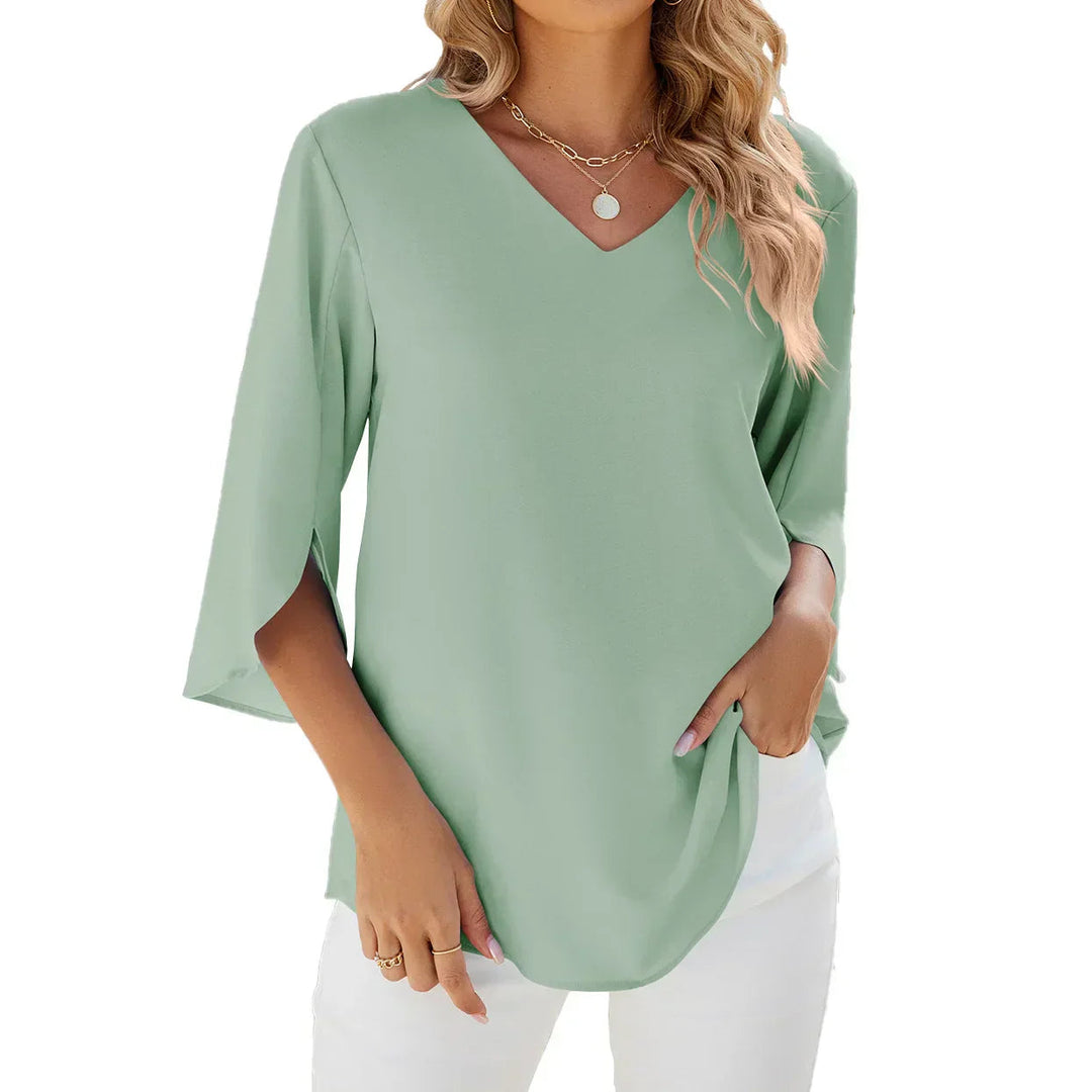 Ladies 3/4 sleeves V neckline summer blouse | Comfortable 2