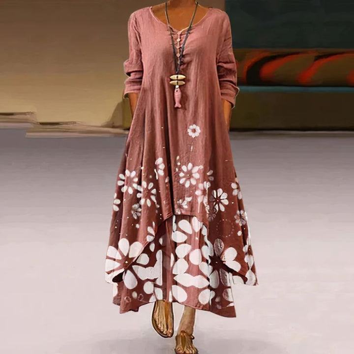 Ladies Summer Double -arm Long -arm printed dress | Maxi 1