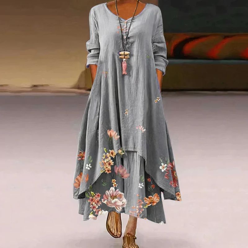 Ladies Summer Double -arm Long -arm printed dress | Maxi 2