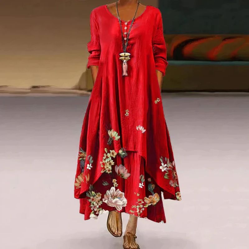 Ladies Summer Double -arm Long -arm printed dress | Maxi 3
