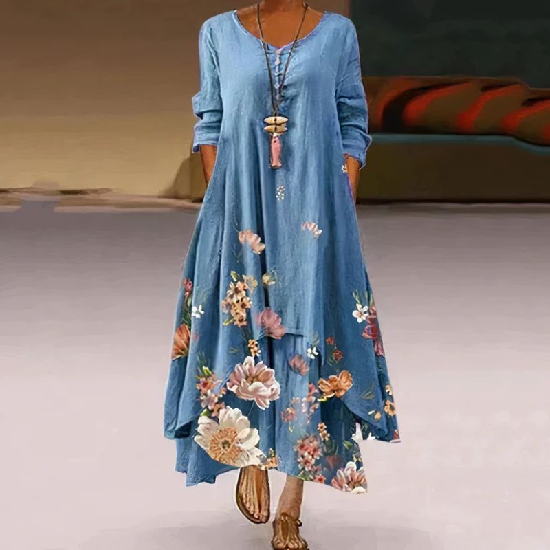 Ladies Summer Double -arm Long -arm printed dress | Maxi 4