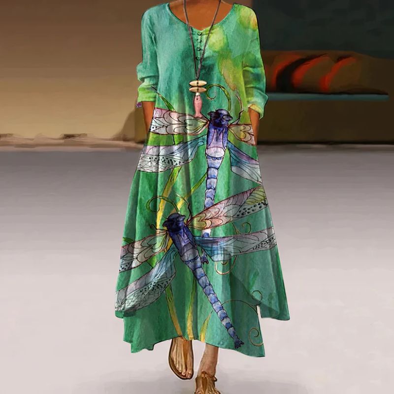 Ladies Summer Double -arm Long -arm printed dress | Maxi 5