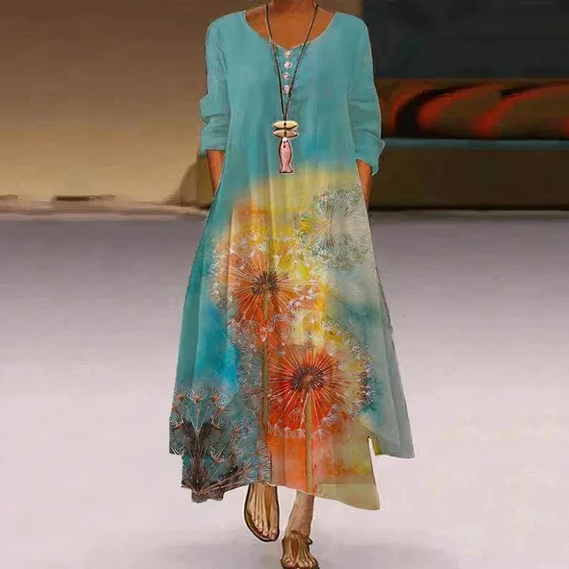 Ladies Summer Double -arm Long -arm printed dress | Maxi 6