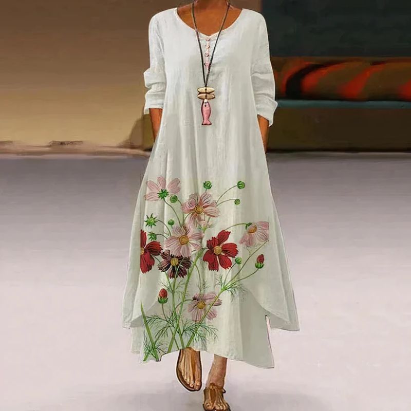 Ladies Summer Double -arm Long -arm printed dress | Maxi 8