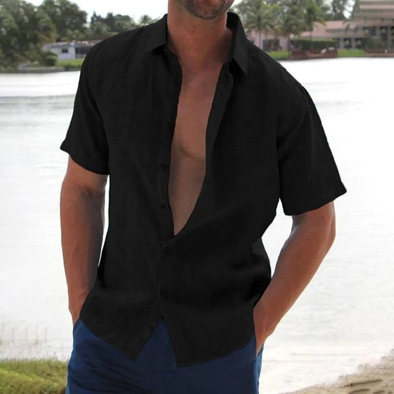 Lars | Linen casual men's shirt with short sleeves 2