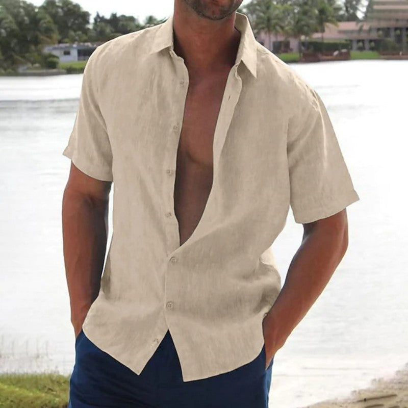 Lars | Linen casual men's shirt with short sleeves 5