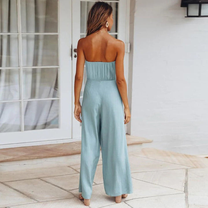 Women's Strapless Wide Leg Jumpsuit