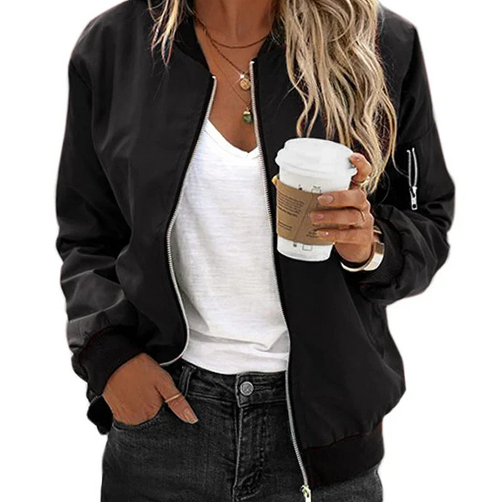 Long -sleeved bomber jacket for women | Zipper 0