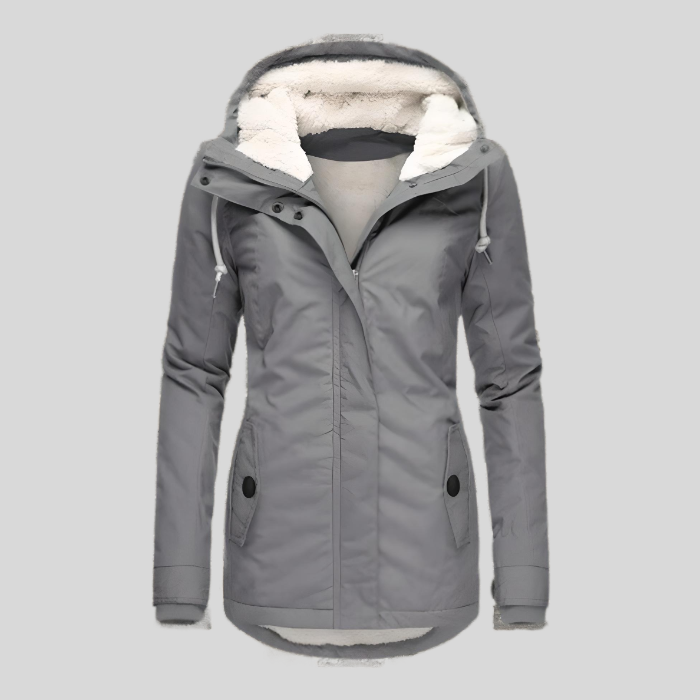Long waterproof winter jacket with hood & feed 0