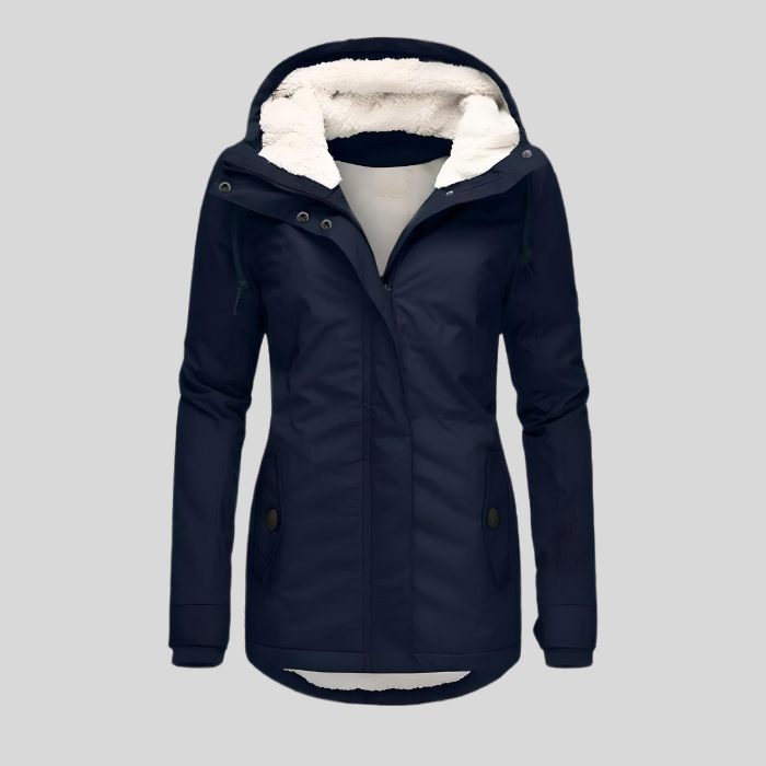 Long waterproof winter jacket with hood & feed 2