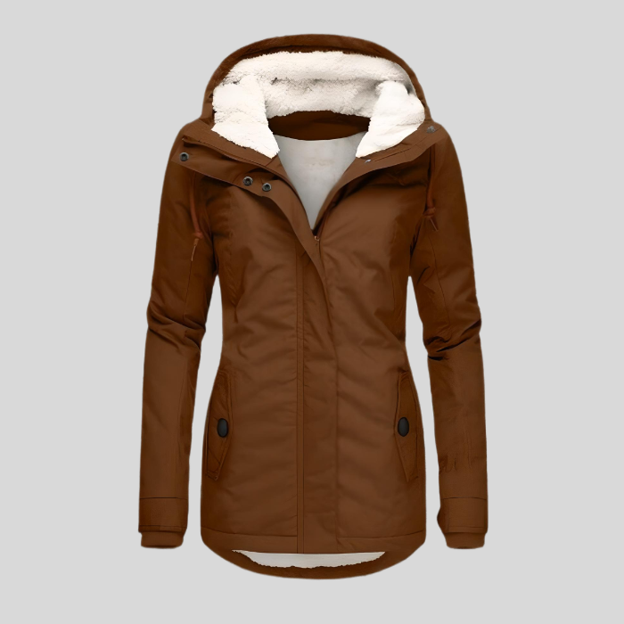 Long waterproof winter jacket with hood & feed 3