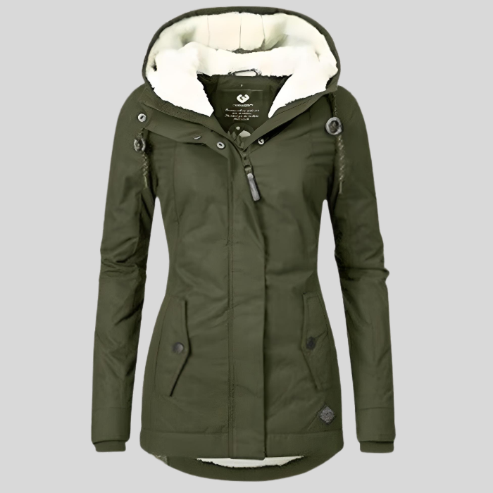Long waterproof winter jacket with hood & feed 4