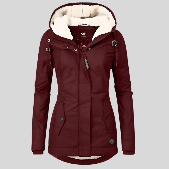 Long waterproof winter jacket with hood & feed 5