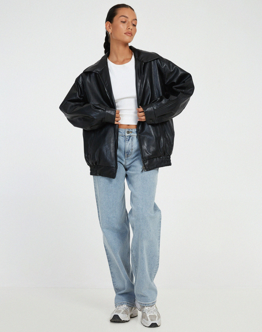 Loose leather jacket for women 1