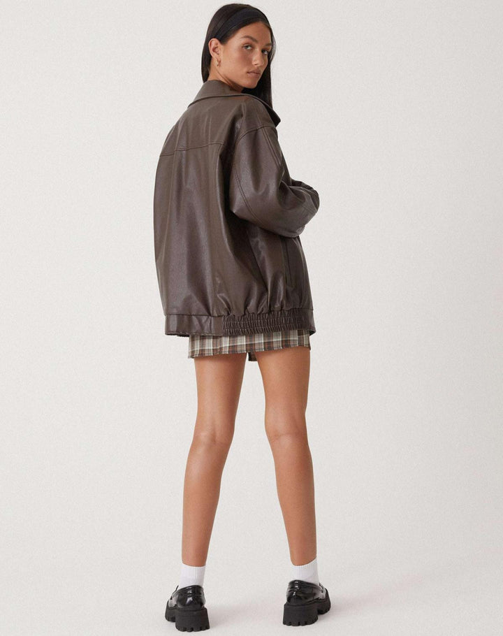 Loose leather jacket for women 3