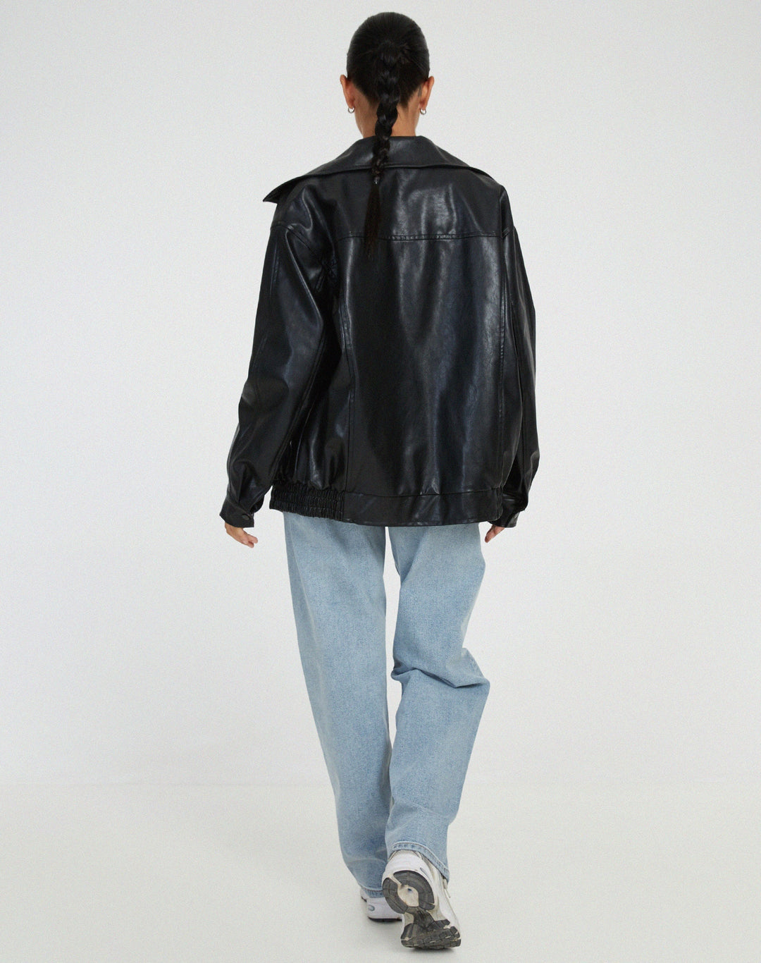 Loose leather jacket for women 5