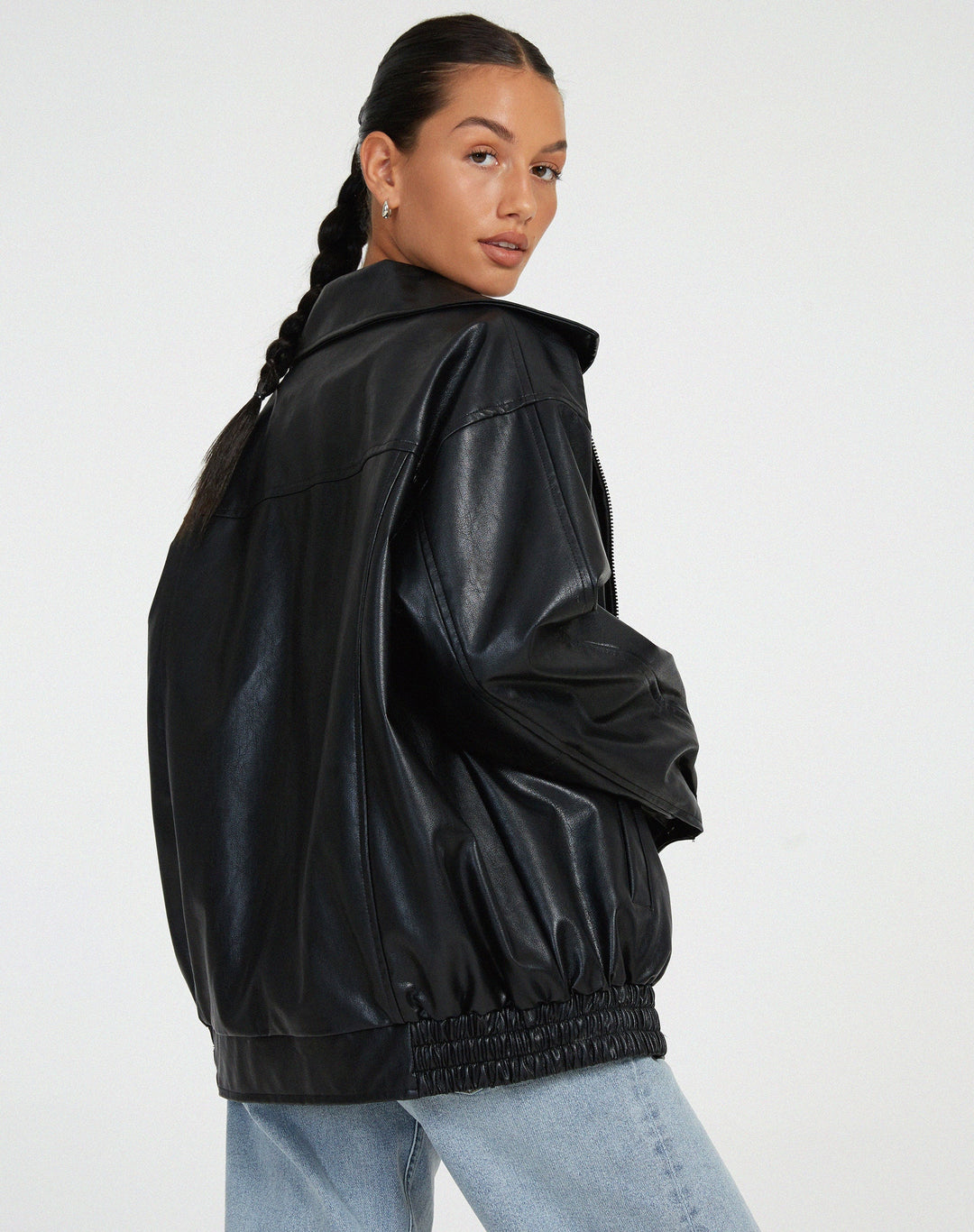 Loose leather jacket for women 7