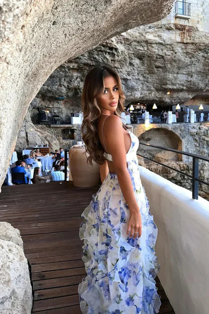 Ruffled Floral Maxi Dress for Women