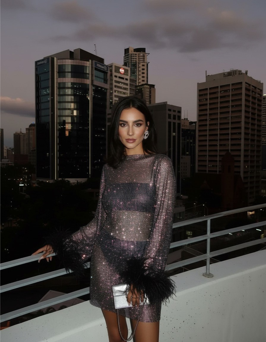 Metallic Mini Dress for Women