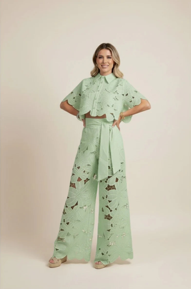 Floral Cut Out Two Piece Set for Women