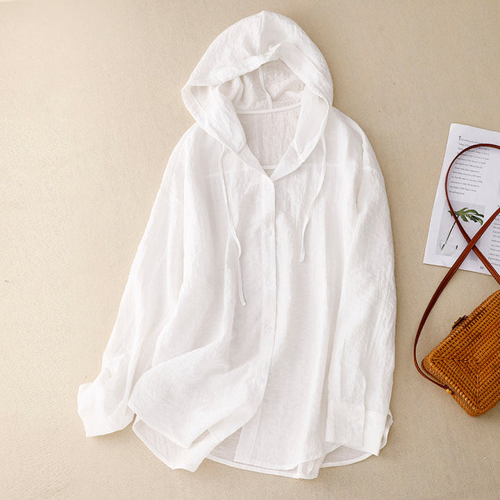Women's Button Front Lightweight Hoodie