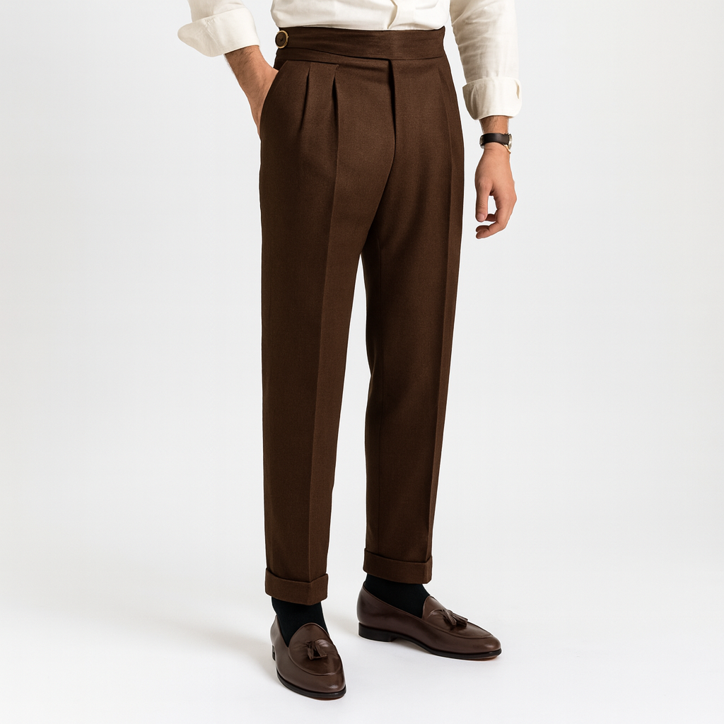 Men’s Pleated High-Waisted Trousers | Formal Wear