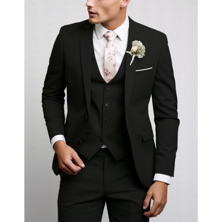 Men’s Slim Fit Three-Piece Suit | Formal Wedding Guest Look 1