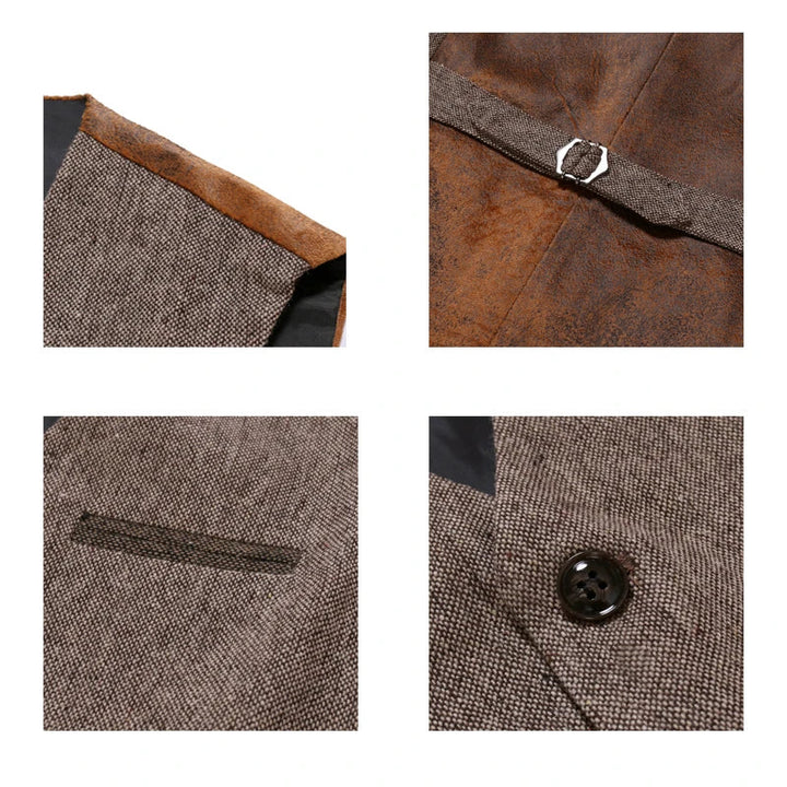 Men's vintage V-neck reversible vest 3