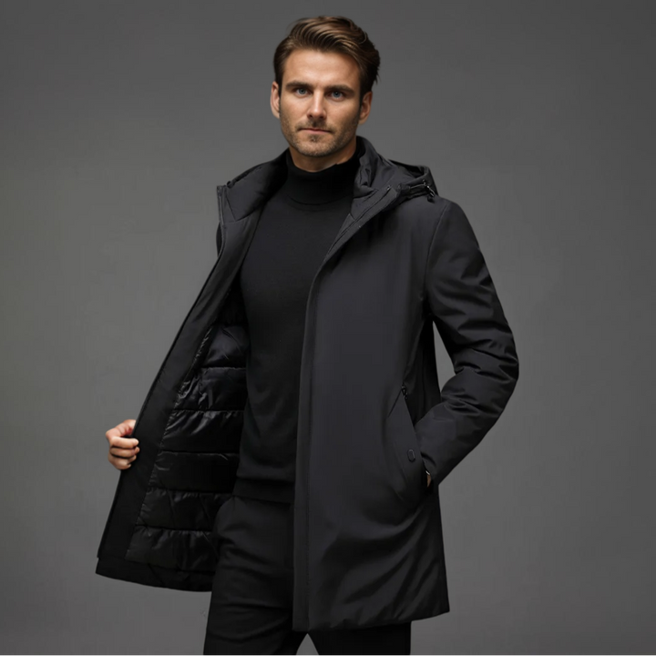 Hooded Winter Jacket with Longline Design for Men