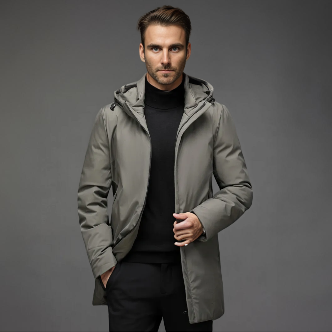 Hooded Winter Jacket with Longline Design for Men