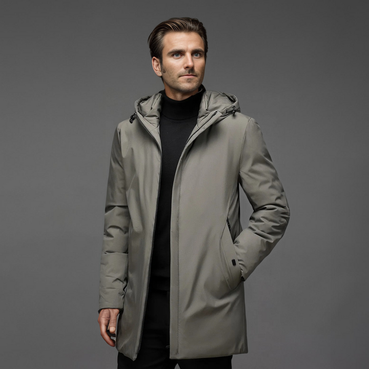 Hooded Winter Jacket with Longline Design for Men