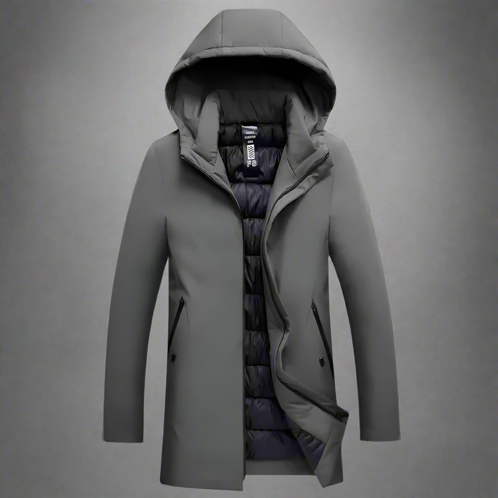 Hooded Winter Jacket with Longline Design for Men
