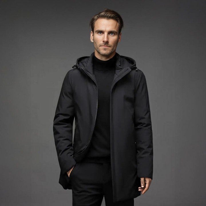 Hooded Winter Jacket with Longline Design for Men