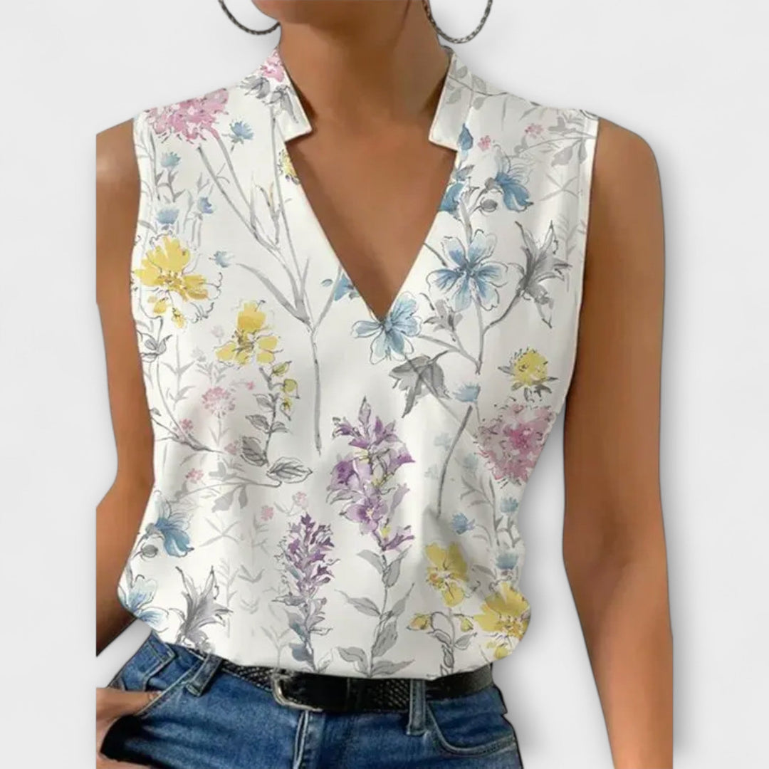 Women's Sleeveless Wrap Collar Blouse