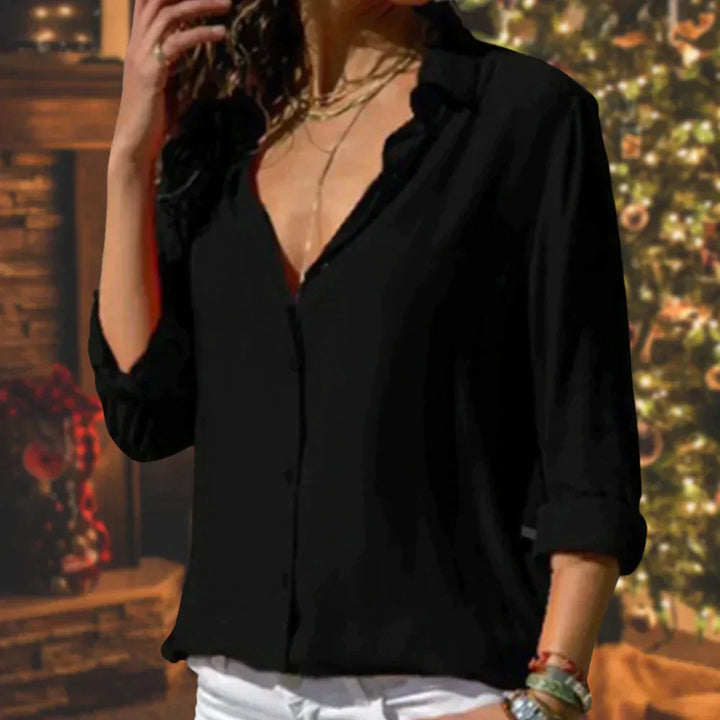 Women's Satin Button Down Blouse