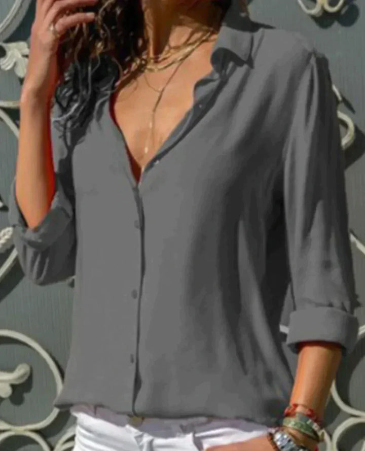 Women's Satin Button Down Blouse