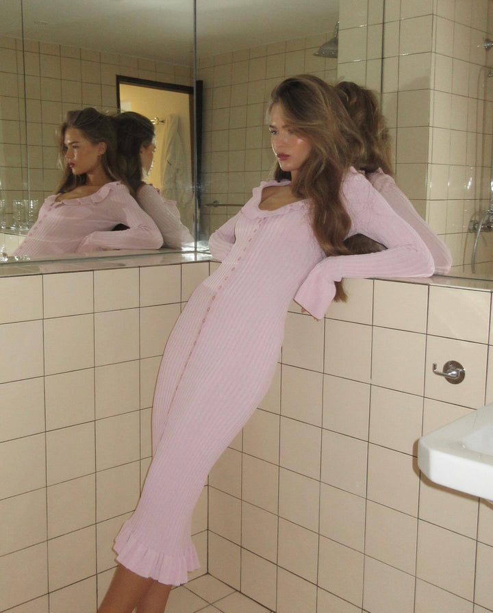 Women’s Long Sleeve Ruffle Dress | Midi